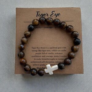 Beaded Bracelet with White Cross Accent